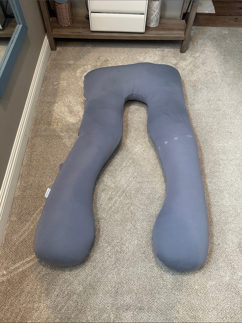Full-Body Support U-Style Pillow – Slate Gray blue
